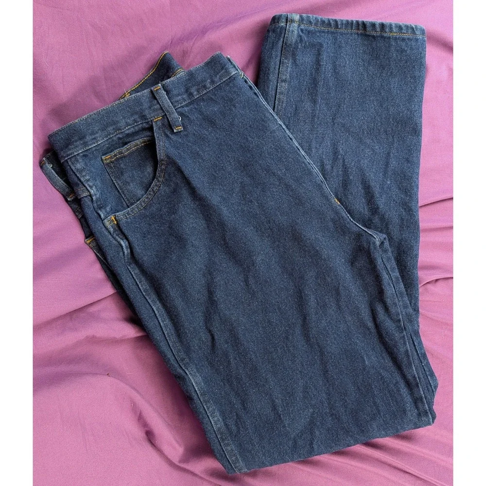 Wrangler VTG Rustler Jeans 36x30 Blue Dark Wash Regular Fit Straight 100% Cotton